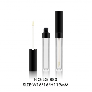 Eco Friendly 2ml Black Clear Tube for Square Lip Gloss Packaging Container Lipgloss Tube with Wand