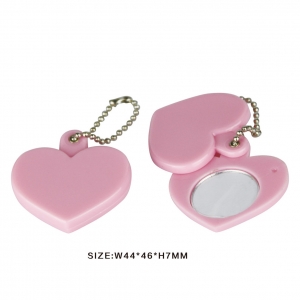 High Quality Portable Pink Heart Shaped Cute Small Mirror Cosmetic Packaging