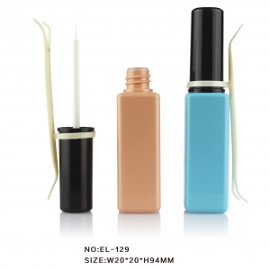 Hot Sale Plastic Empty Square Eyeliner Bottle Case With Mini Fork for Cosmetic Packaging