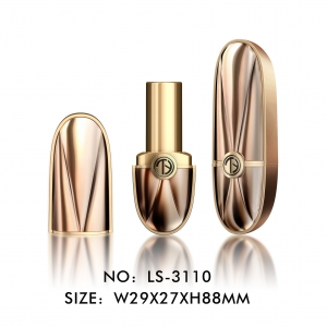 New Design Luxury Oval Shape Golden Plastic Lipstick Packaging Container