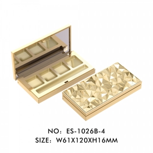 Luxury Rectangle Diamond Lid 4 Colors Plastic Empty Eyeshadow Container Eye Shadow  Palette Packaging