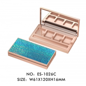 Wholesale Glitter Leather Finshing Eye Shadow Case with Mirror 4 Wells Palette Eye Shadow Packaging