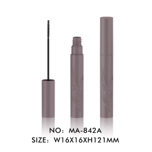 Custom Private Label Plastic Round Morandi Color Mascara Tube with Wing Pattern with Small Brush
