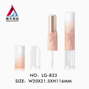 New Arrival Empty Plastic Lip Gloss Tube Lipgloss Packaging Container with Bowknot Pattern
