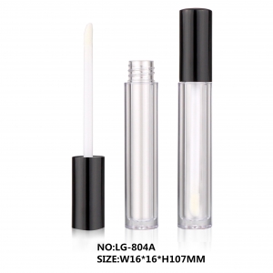 High Quality Cylinder Aluminum Cap Plastic Clear Lip Gloss Tubes Lipgloss Containers