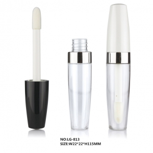 China Manufacturer Empty Plastic Round Lip Gloss Makeup Packaging Tube with Silicone Brush 