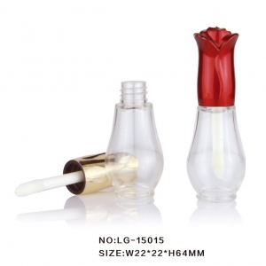 OEM Rose Shaped Cap Plastic Matte Surface Red Golden Lip Gloss Bottles Lipgloss Packaging