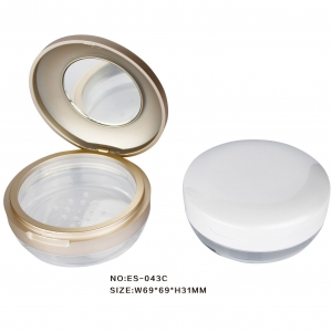Round Loose Powder Compact Case with Mirror