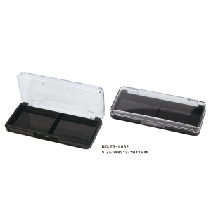 Hot Sales 2 Grids Black Custom Eyeshadow Cases 2 Color Eyebrow Packaging Case with Clear Lid