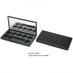 Rectangle ABS Material Black Eyeshadow Palettes Case 7 Colors Palstic Eye Shadow Case Packaging