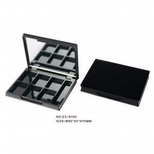 High Quality Empty Plastic Black Eye Shadow Powder Palette Toning Powder Case 6 Colors Blush Case
