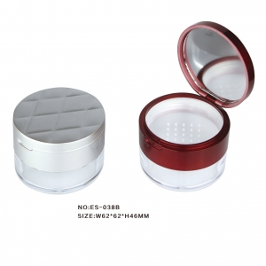 Hot Selling Empty Round Plastic Loose Powder Case with Puff for Cosmetic Packaging