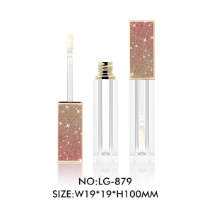 High Class Luxury Square Glitter Lip Gloss Tube Leather Finishing Lipgloss Makeup Container