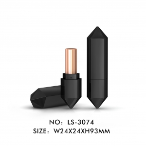 New Style High Class Pentagon Crystal Matte Black Lipstick Tube Diamond Shape Lip Balm Container