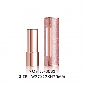 High Class Rose Gold Round Leather Finishing DIY Empty Lipstick Packaging Tubes Custom