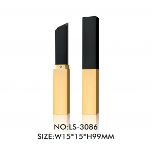 High Quality Square Matte Black Gold Lipstick Tube Cosmetic Packaging