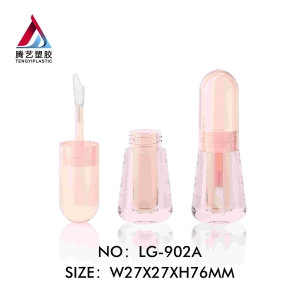 Solid cap transparent conical lip gloss tube makeup packaging