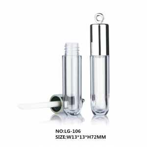 OEM Plastic Silver Cap Transparent Lip Gloss Bottles Lipgloss Packaging with Round Hole