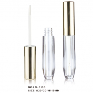Fashion Hot Selling Round Elegant Metallized Gold Lip Gloss Tube For Cosmetic Packaging