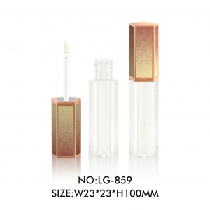 Luxury Gold Plastic Cosmetic Tubes Pantagon Glitter Leather Finishing Lip Gloss Containers Tube 